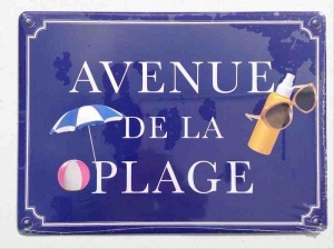 Avenue de la plage plaque mtallique